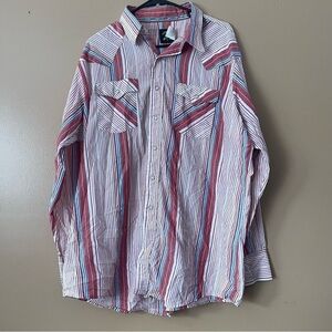 Vintage Saddle king western stripped snap button down shirt big & tall size XXL
